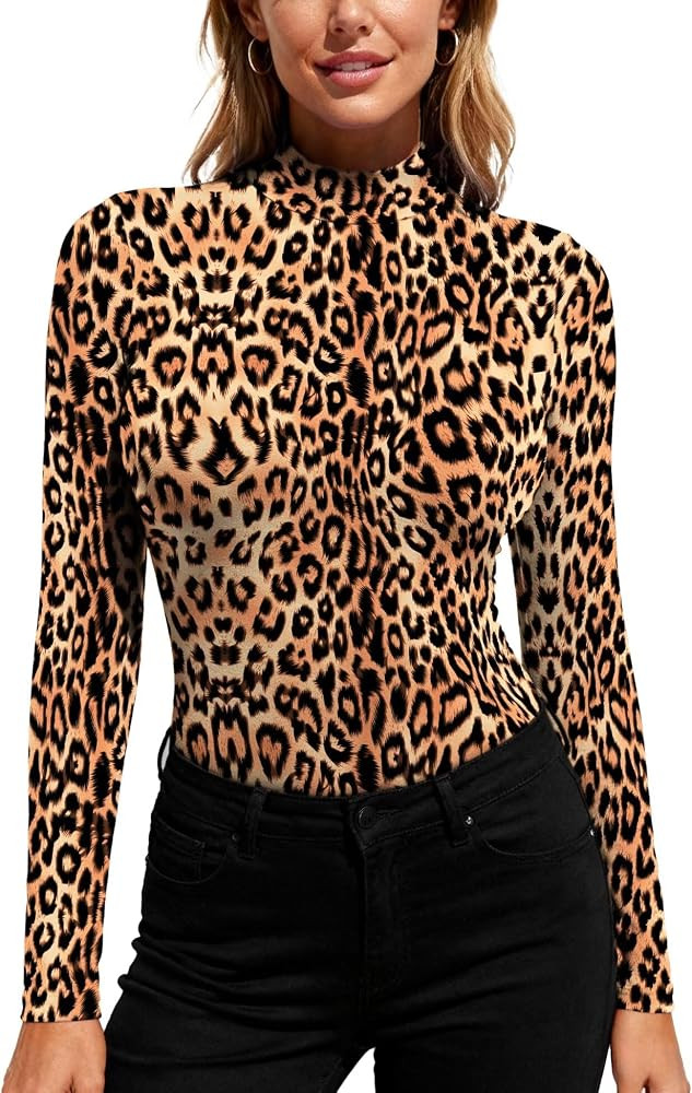 Women's Long Sleeve Mock Turtleneck Tops, Lightweight Baselayer Shirts, High Neck Pullover Unders... | Amazon (US)