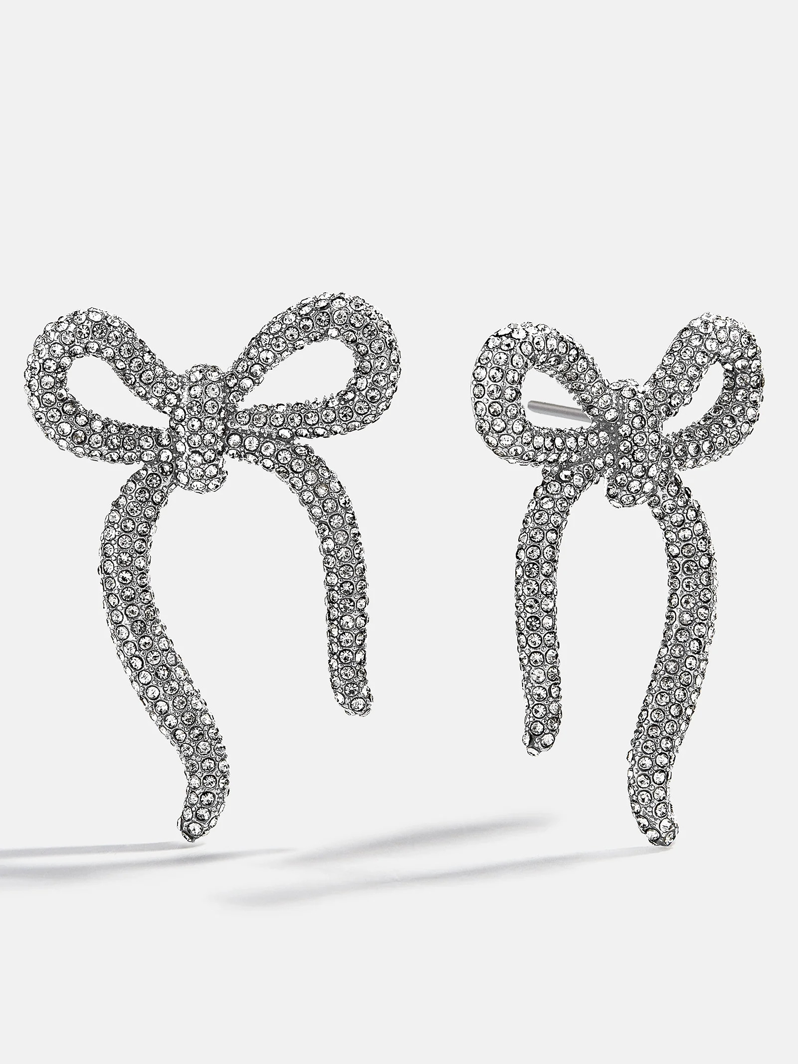 Suki Bow Earrings - Silver/Pavé | BaubleBar