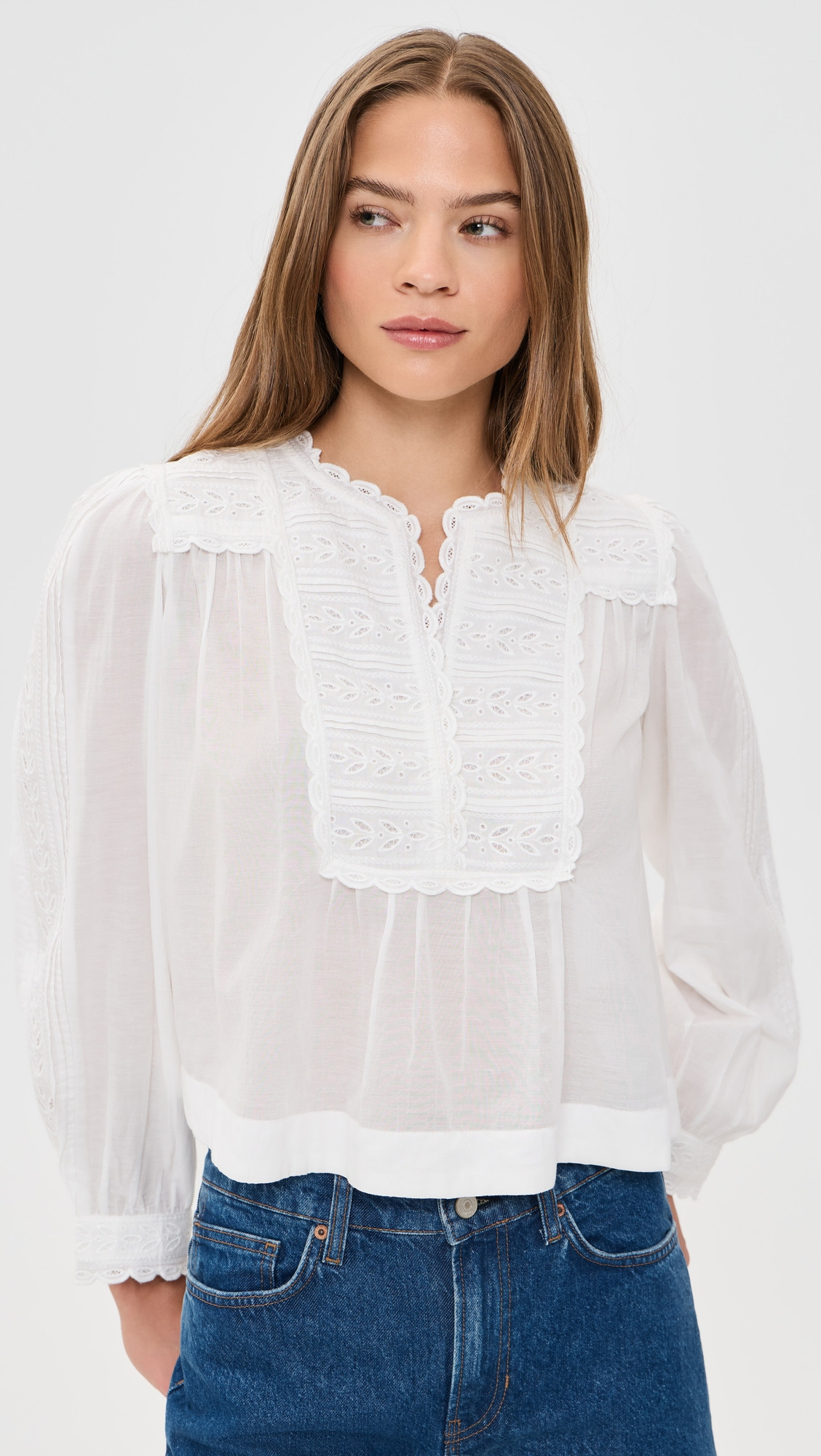 Sea Eliza Eyelet Top White L | Shopbop
