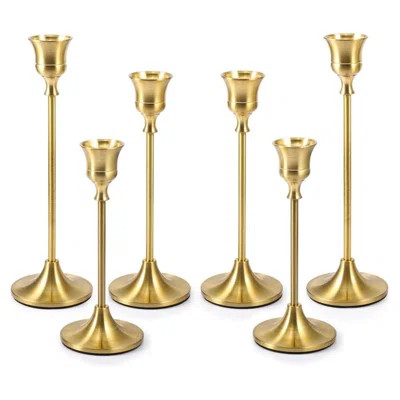 Candlestick Holders Taper Candle Holders - Gold Candlestick Holder Set Of 6 Candle Stick Holders Kit Classic Decorative Candle Stick For Christmas, We | Wayfair North America