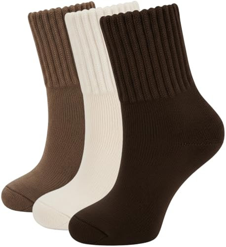 ACCFOD Womens Warm Boot Socks Cozy Thermal Thick Cotton Crew Socks for Fall Winter Neutral Color Size 6-9 | Amazon (US)