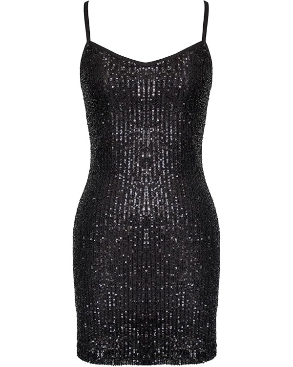 MISSCHEN 2024 Women's Glitter Sequin Dress Adjustable Spaghetti Strap Sparkle Party Dresses | Amazon (US)