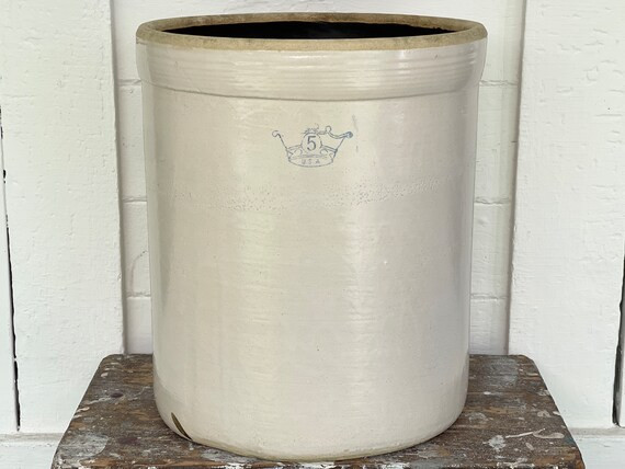 Vintage Crock  5 Gallon Blue Crown Crock  Ransbottom - Etsy | Etsy (US)