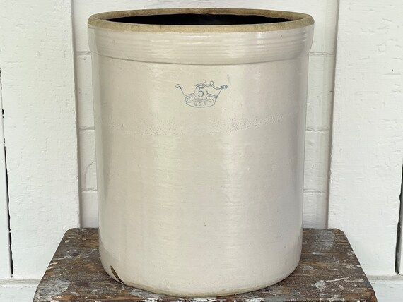 Vintage Crock  5 Gallon Blue Crown Crock  Ransbottom - Etsy | Etsy (US)