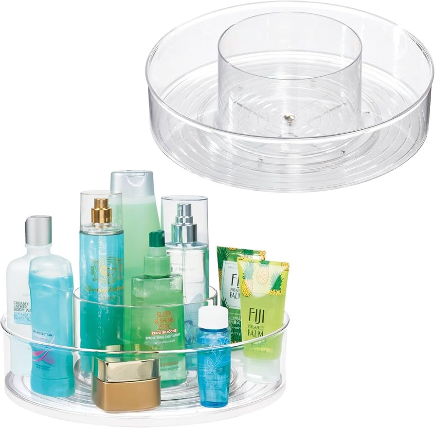iDesign 12-inch Divided Lazy Susan for Bathroom Storage - Set of 2 - Clear | Amazon (US)