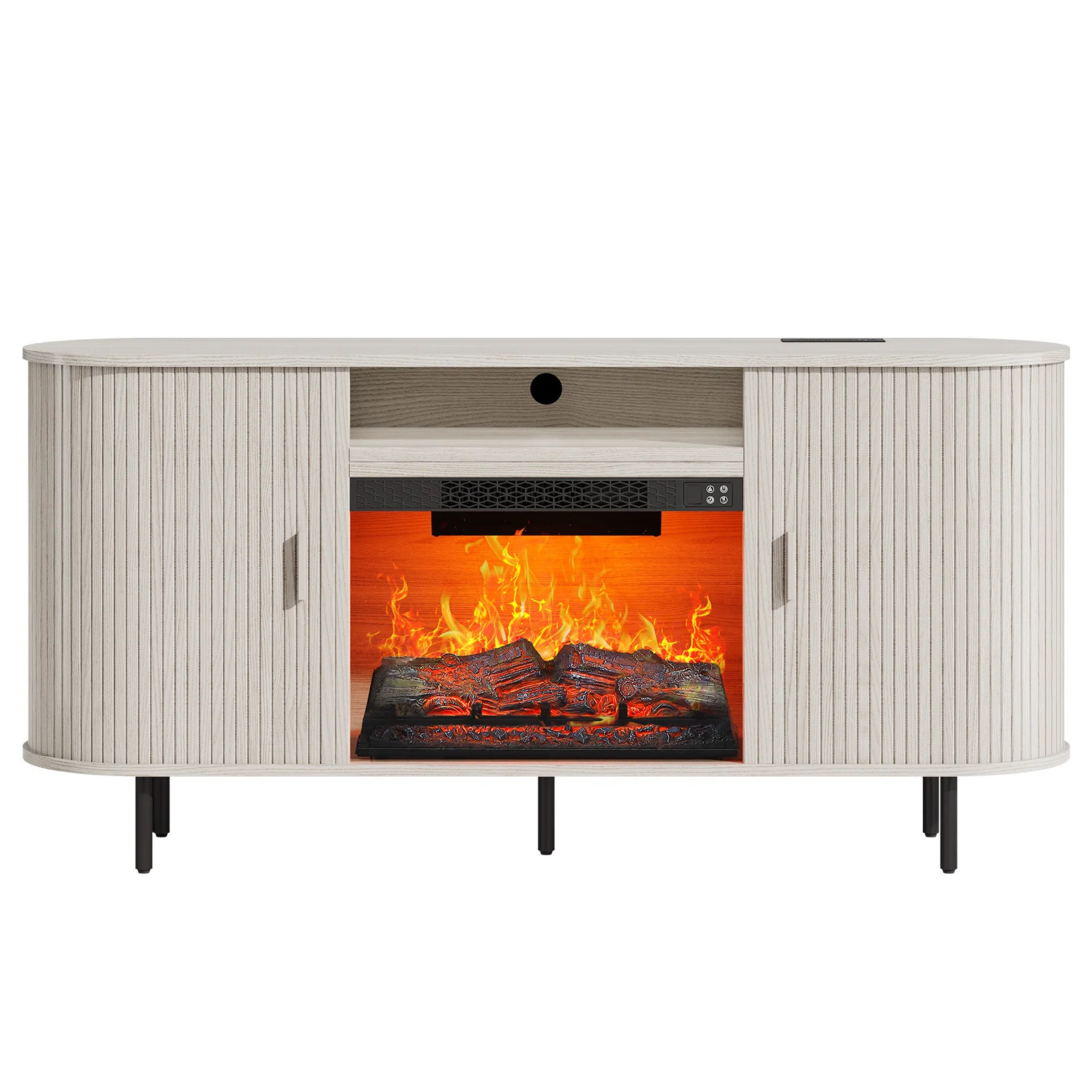Modern Fireplace Tv Stand For Tvs Up To 80'', Fluted Entertainment Center With Electric Fireplace... | Wayfair North America
