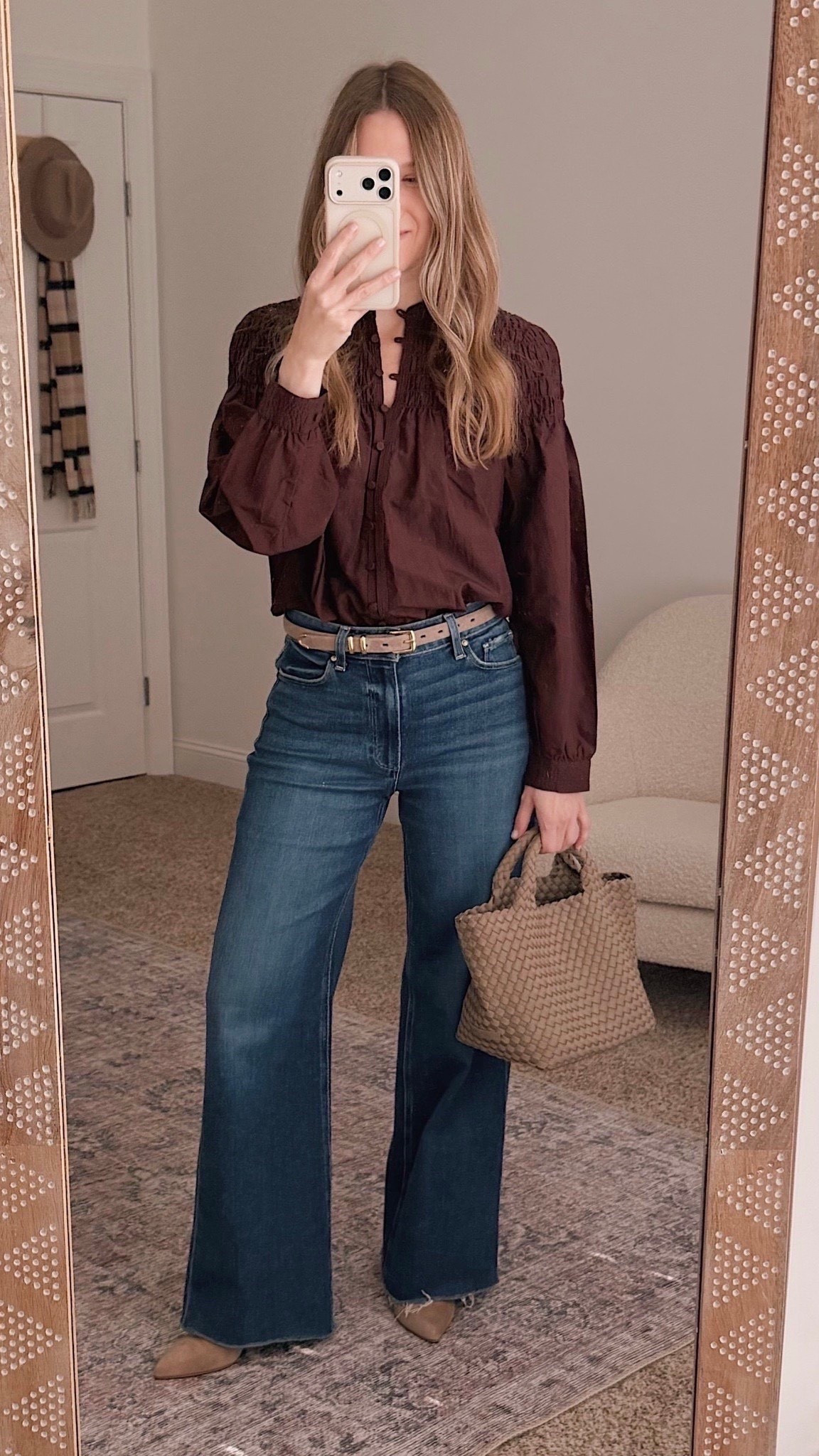This deep wine top has been such a favorite for fall. I love how it dresses up denim with just the right amount of texture and detail for an easy, polished look.

Winter outfits, wine outfit, dark red top, winter fashion for women, jeans outfit, neutral winter style, elevated casual outfit, classic winter look, winter outfit ideas, capsule wardrobe 

#LTKHoliday #LTKSeasonal #LTKOver40