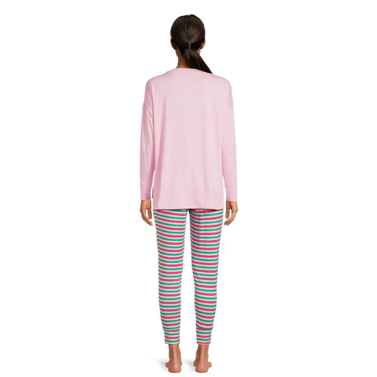 Jaclyn Women's Holiday Long Sleeve T-Shirt and Joggers Pajama Set, 2-Piece, Sizes S-3X | Walmart (US)