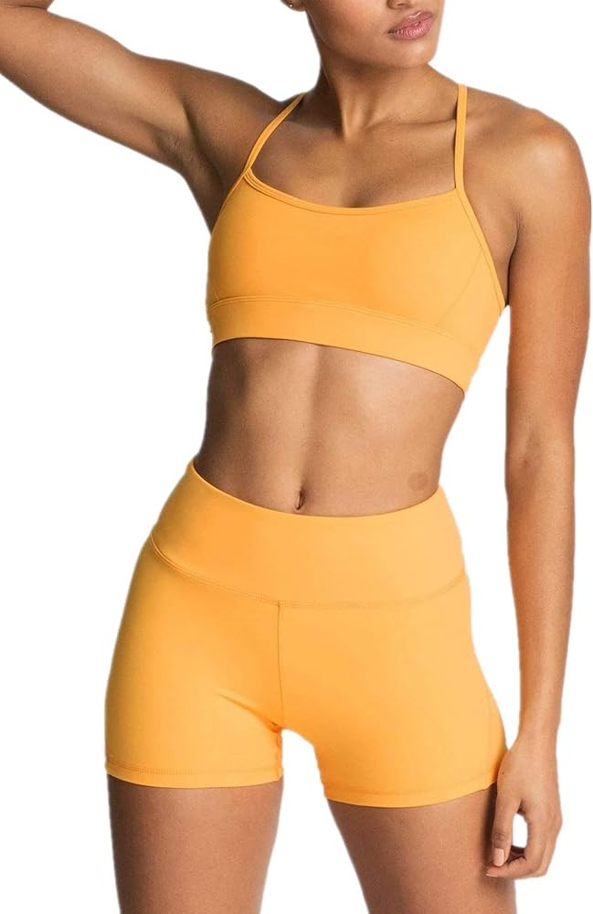 IWEMEK Women's Workout Sets 2 Piece Yoga Outfits High Waisted Yoga Leggings Shorts and Sports Bra... | Amazon (US)