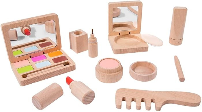 Practical Life Wooden Makeup Toy Set for Girls Pretend Play, Drama Party & Birthday Party Theme T... | Amazon (US)