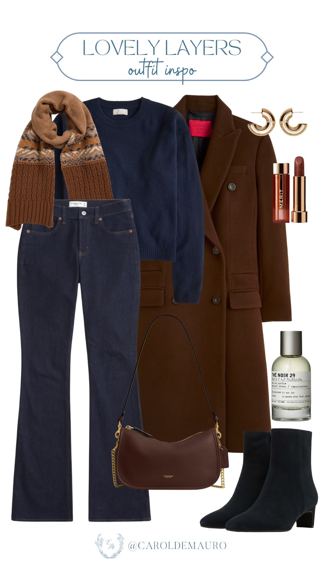 When you want to look put-together without actually trying that hard, this is the outfit inspo for you this winter! That classic navy sweater and brown long coat with the cutest scarf combo just hits different.

layering pieces, winter look, cozy outfit, weekend vibes, casual chic, fashion accessories, boots season, seasonal wardrobe

#LTKU #LTKSeasonal #LTKFindsUnder100
