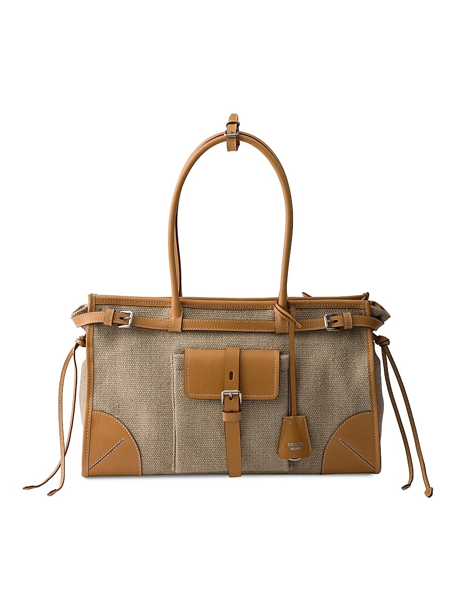 Women's Bonnie Linen and Leather Tote Bag - Beige Khaki | Saks Fifth Avenue