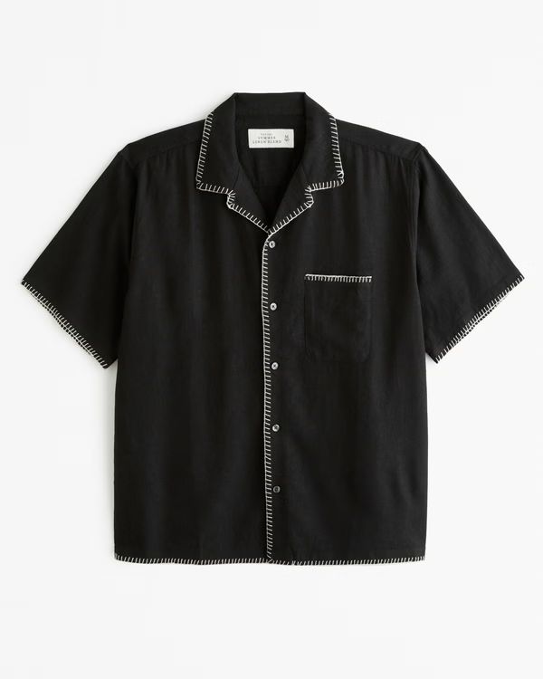 Men's Camp Collar Summer Linen-Blend Shirt | Men's Tops | Abercrombie.com | Abercrombie & Fitch (US)