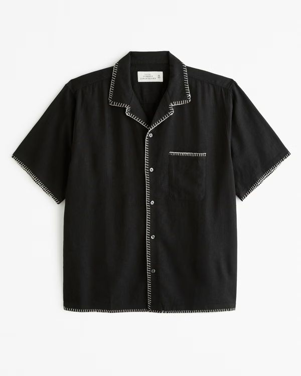 Camp Collar Summer Linen-Blend Shirt | Abercrombie & Fitch (US)