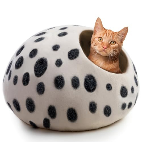 Woolygon Luxurious Eco-Friendly Merino Wool Cat Cave Bed - Foldable Hideaway Pod for Indoor Cats - Premium Felt Kitten Beds - Covered Cat House for Ultimate Cozy Comfort | Amazon (US)