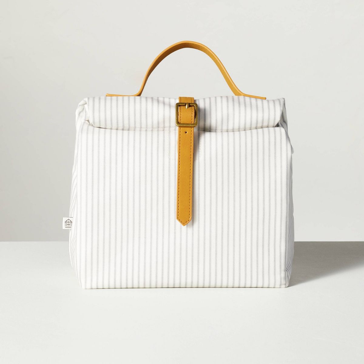 Ticking Stripe Waxed Canvas Lunch Bag Gray/Cream - Hearth & Hand™ with Magnolia | Target