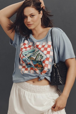Maeve Sardine Linen Blend Graphic Tee | Anthropologie (US)