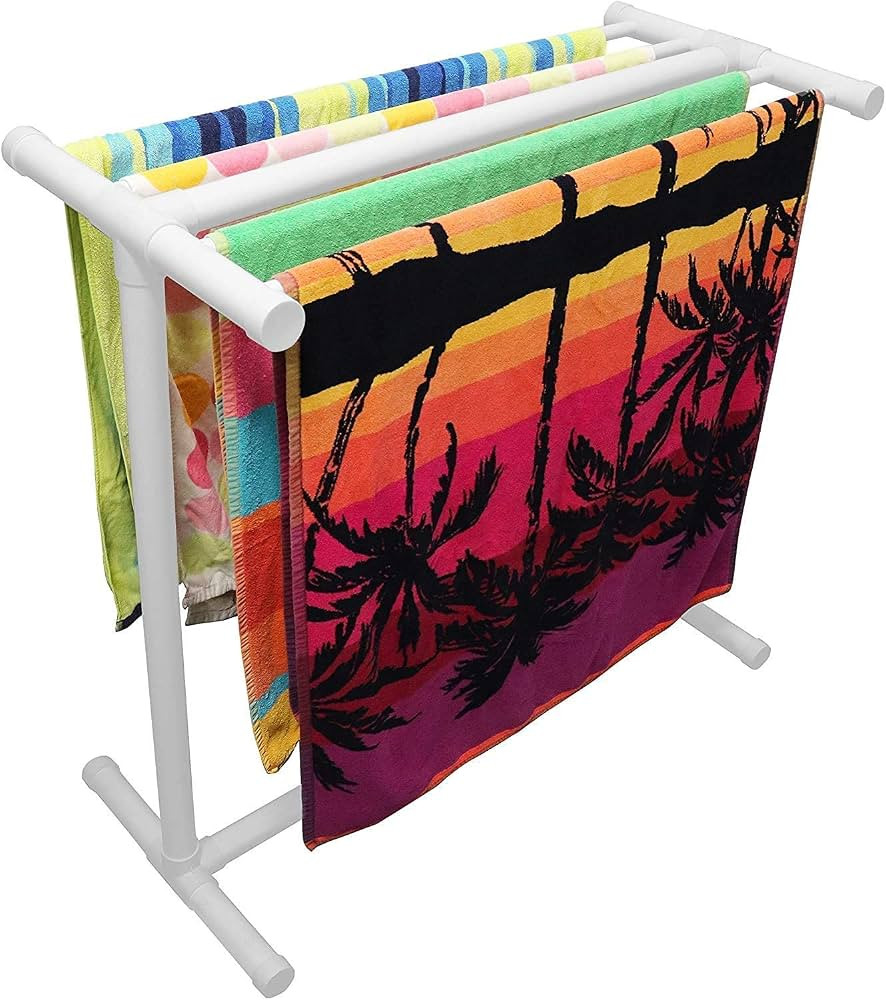 Essentially Yours Pool Towel Rack 5 Bar | Horizontal Free Standing Poolside Storage Organizer, St... | Amazon (US)