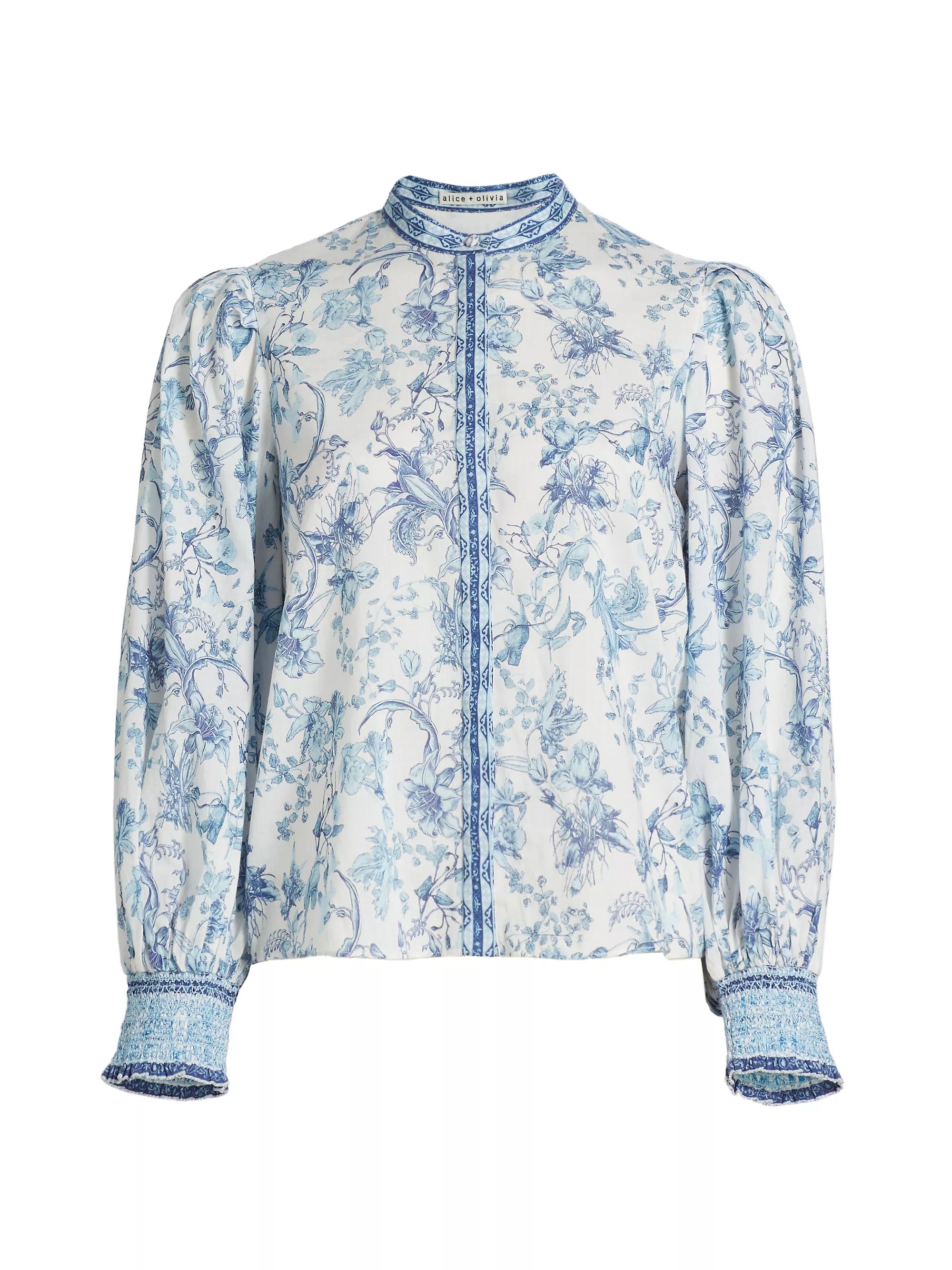 April Floral Blouson-Sleeve Top | Saks Fifth Avenue