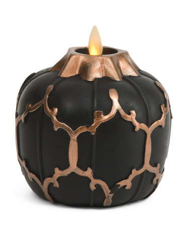 Embossed Pumpkin Fretwork Flameless Candle | TJ Maxx