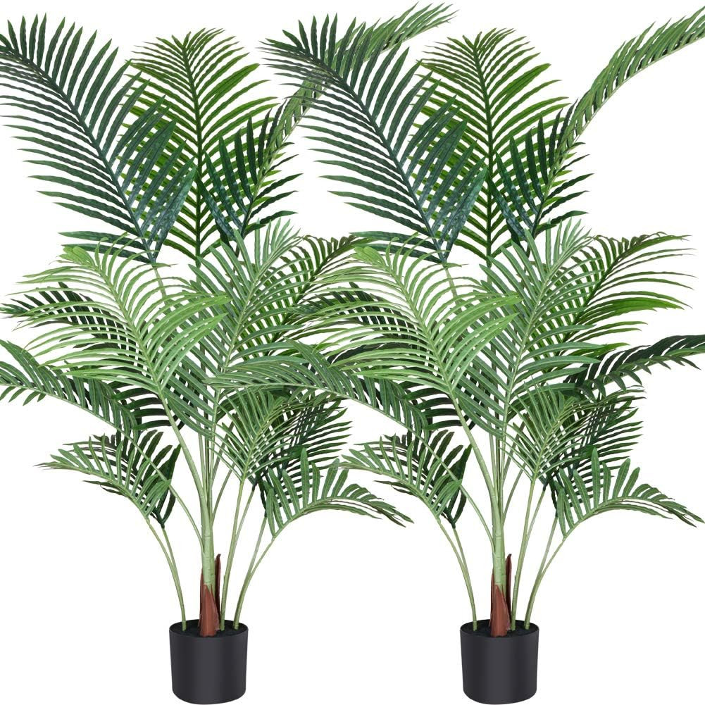 Fopamtri Artificial Areca Palm Plant 4.6 Feet Fake Palm Tree with 15 Trunks Faux Tree for Indoor ... | Amazon (US)