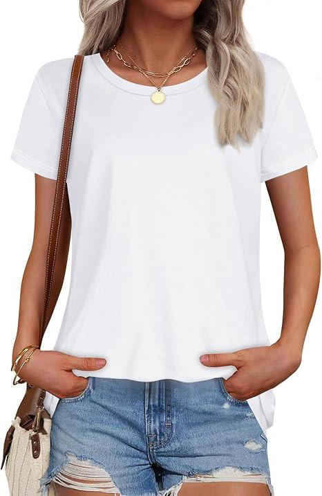 T Shirts for Women Summer Short Sleeve Crewneck Casual Cute Graphic Basic Tees Tops 2026 | Amazon (US)