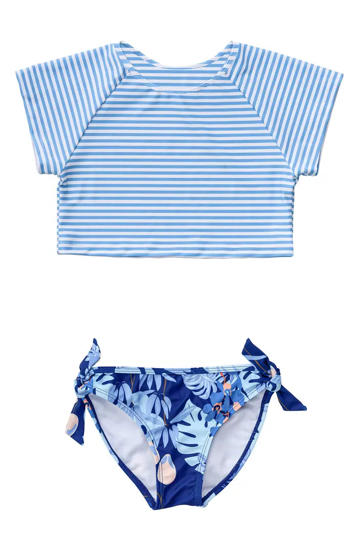 Kids' Mango Tango Two-Piece Crop Rashguard Swimsuit | Nordstrom