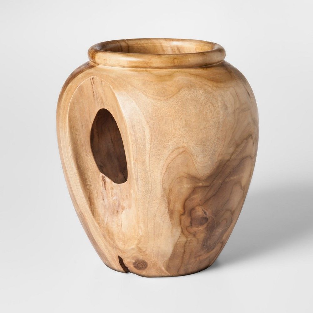 Teak Wood Vase Round - Brown - Threshold | Target
