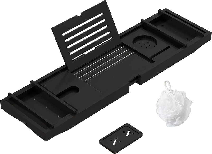 Bamboo Bathtub Tray for Luxury Bathroom, Expandable Premium Bath Tray w/Soap Towel Book Holder, A... | Amazon (US)