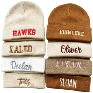 Custom Embroidered Knit Beanie Cap, Black Beanie, Custom Text Stitching Beanie Hats, Kids Beanie,... | Amazon (US)