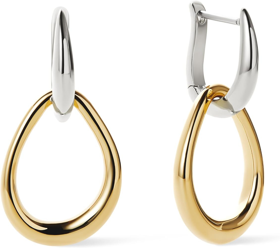 Ana Luisa Drop Hoop Earrings for Women - 14K Gold & Silver Rhodium Plated | Amazon (US)