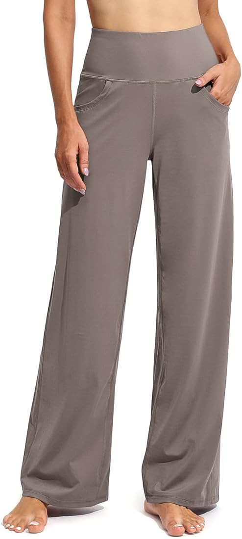 Promover Wide Leg Pants for Women Yoga Pants with Pockets High Waist Stretch Lounge Sweatpants Pe... | Amazon (US)