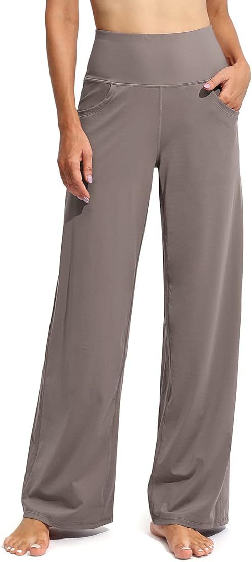 Promover Wide Leg Pants for Women Yoga Pants with Pockets High Waist Stretch Lounge Sweatpants Pe... | Amazon (US)