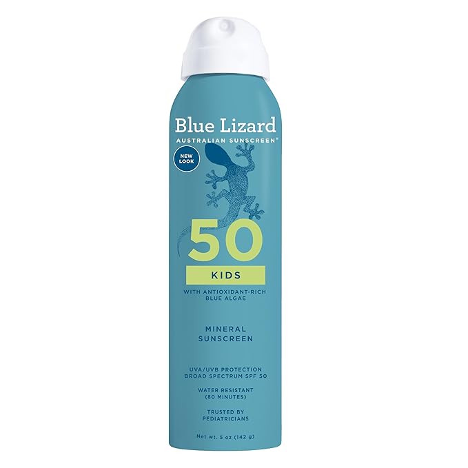 Blue Lizard Kids Mineral Sunscreen Spray SPF 50+, Brand, Broad-Spectrum UVA/UVB Protection, Water... | Amazon (US)