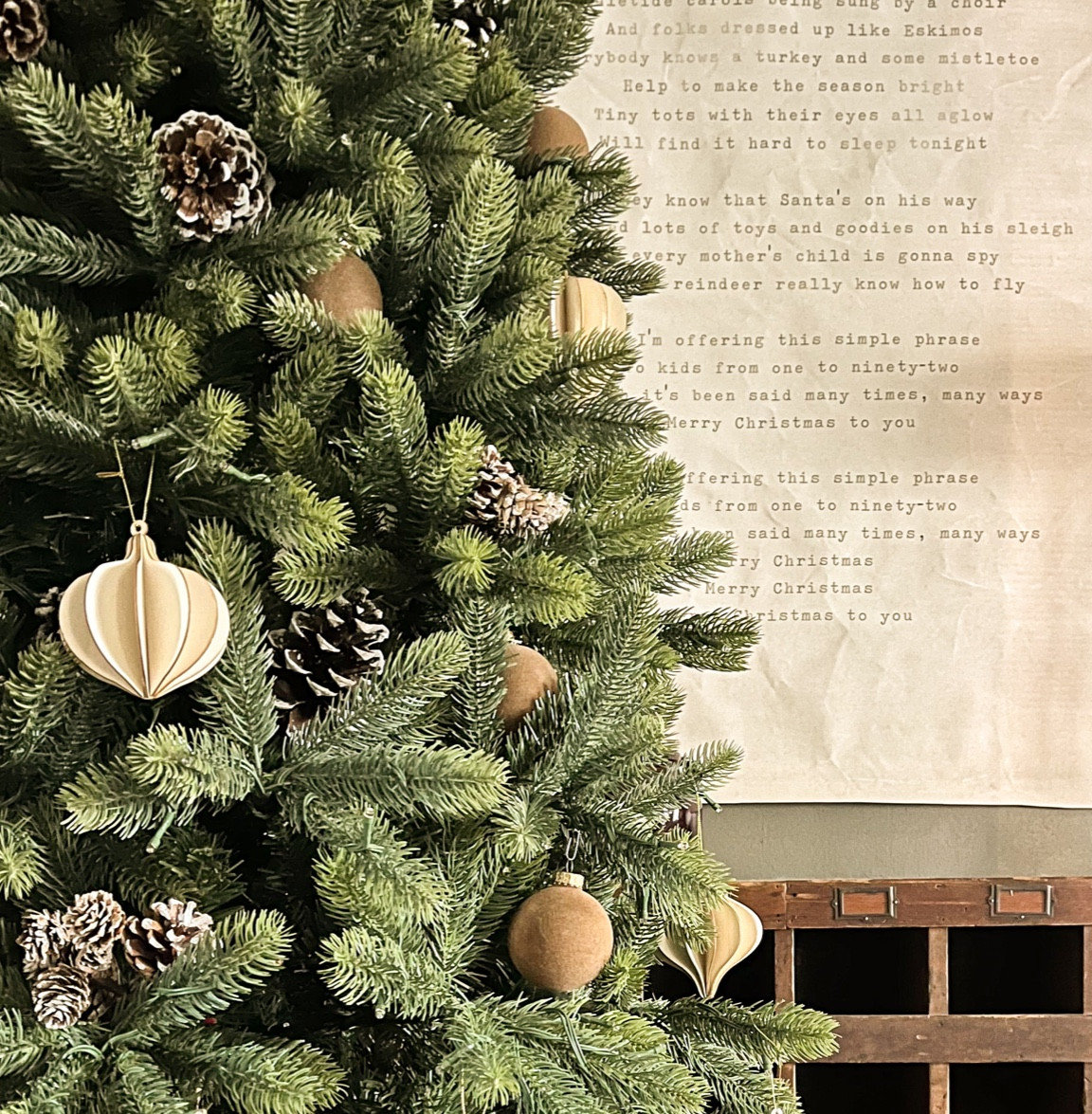 The tree is decorated! I kept things simple and natural in my dining room with neutral Christmas ornaments and pine cones.

Christmas tree
Neutral Christmas decor
Cozy Christmas decor
Target Christmas
Target home
Wood Christmas ornaments
Flocked Christmas ornaments

#LTKhome #LTKSeasonal #LTKHoliday