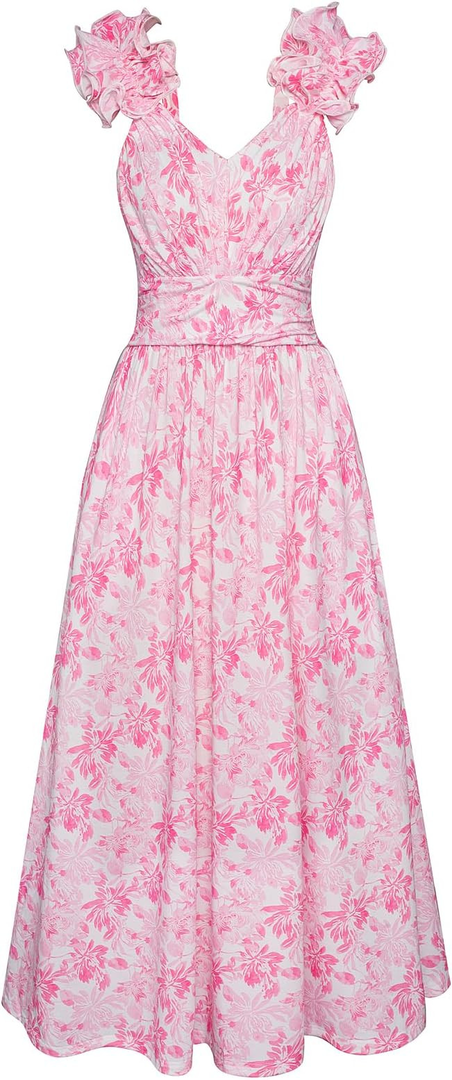 GRACE KARIN 2025 Women's Summer Floral Print Dress Sleeveless Casual Flowy Sundress A Line Ruffle... | Amazon (US)