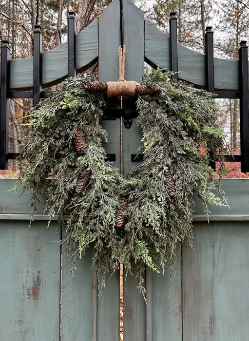 HUGE Iced Weeping Cedar and Cone Wreath | Antique Farm House