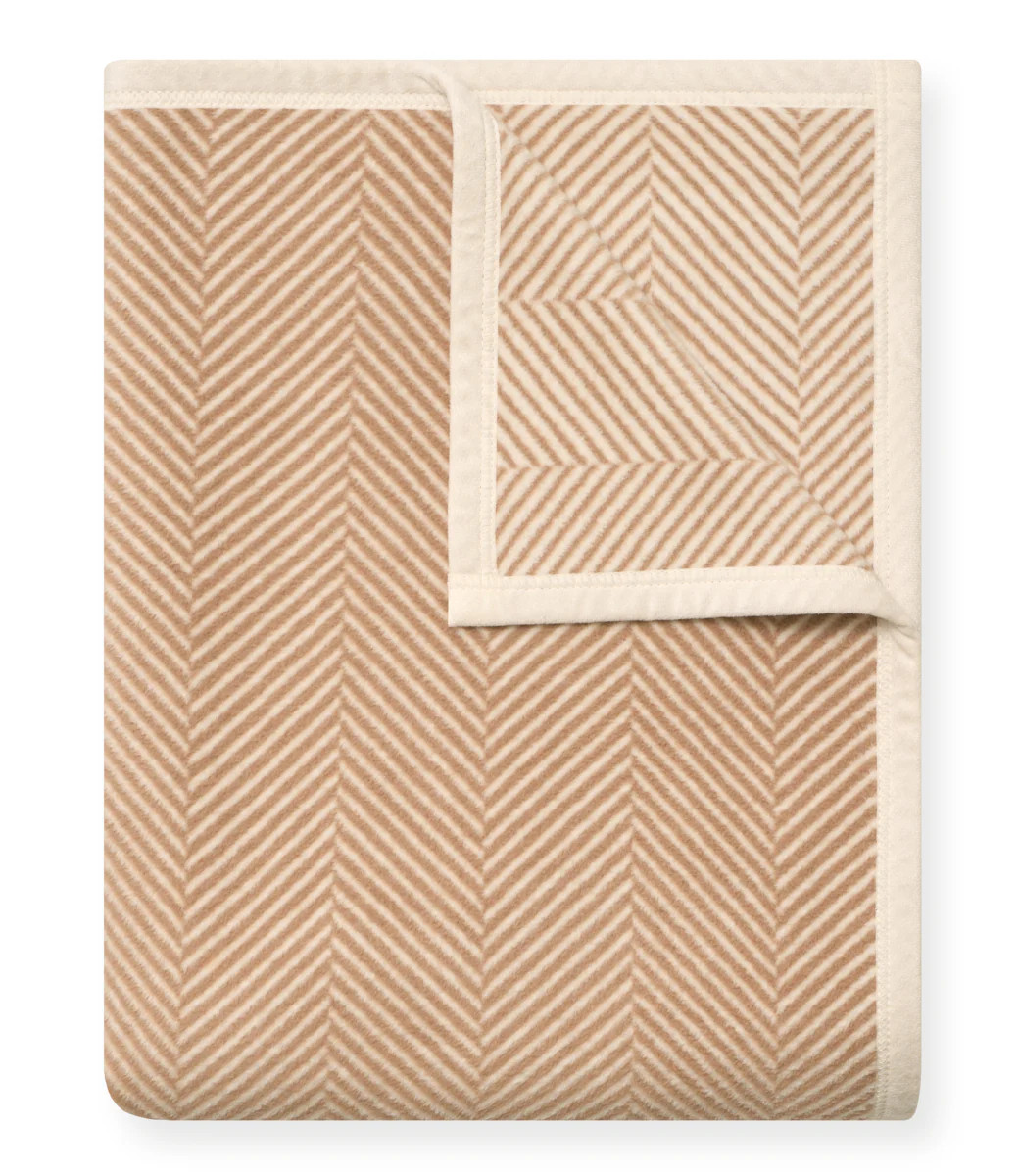 Harborview Herringbone Tan Throw Blanket | ChappyWrap | ChappyWrap