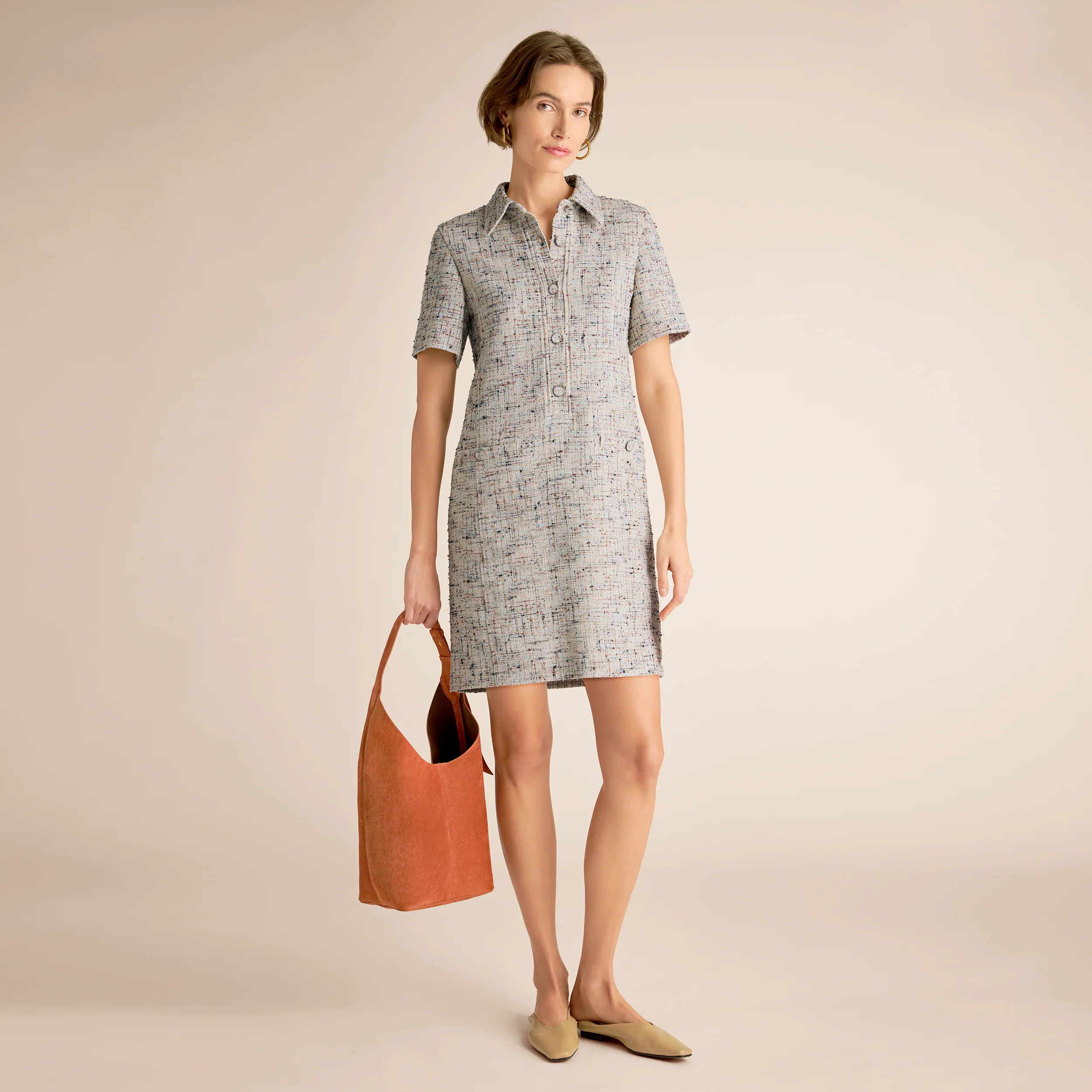 Asia Shirt Dress - Confetti Slub :: Ivory/Blue Multi | MM LaFleur