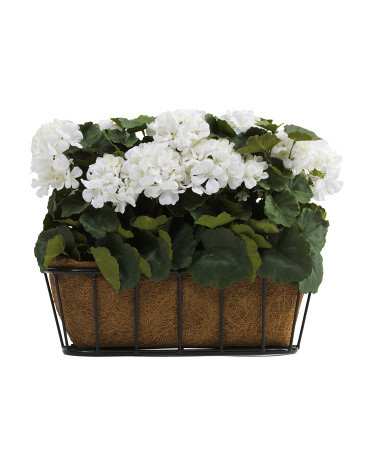 20in Outdoor Uv Resistant Faux Geranium Window Box With Hooks | TJ Maxx