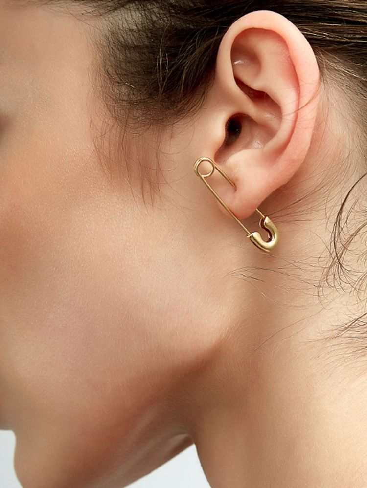 1pair Safety Pin Design Earrings | SHEIN