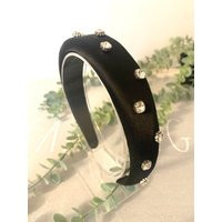 Black Satin Rhinestone Headband, Shining Rhinestones Headband, Padded Headband, Retro Gift For Her | Simplimvly | Etsy (US)