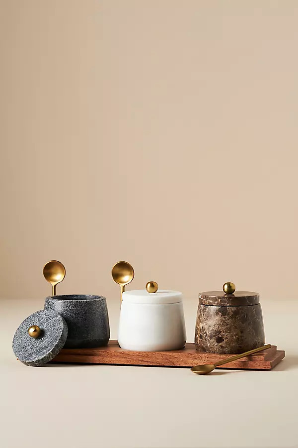 Marble Condiment Set with Spoons | Anthropologie (US)