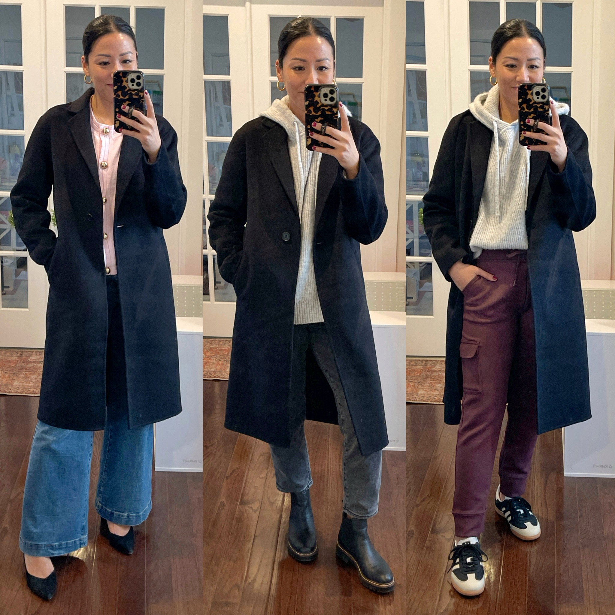 Purchase #1 of 2025- Lands Ends top coat!

Size XS coat
Size XS pink cardigan 
Size small hooded sweater
Size 26 jeans
Size 4 petite black jeans
Size XS joggers 
Boots and heels are true to size
Sized down 1/2 in sneakers 


#LTKOver40 #LTKStyleTip #LTKFindsUnder50