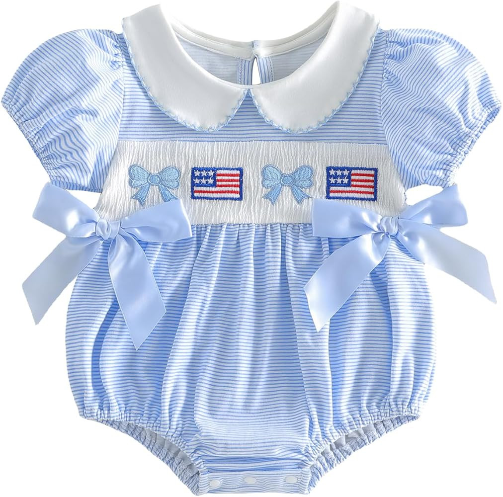 Adobabirl Baby Girl Bubble Romper Newborn Letter Embroidery Onesie Short Sleeve Jumpsuit Mothers ... | Amazon (US)
