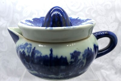 Ironstone Victoria Ware Flow Blue 2-Pc Juicer Reamer Pitcher Spout Scenic VTG | eBay US