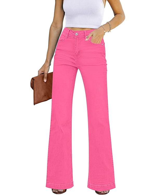 GRAPENT Womens Flare Jeans High Waisted Wide Leg Baggy Jean for Women Stretch Denim Pants | Amazon (US)