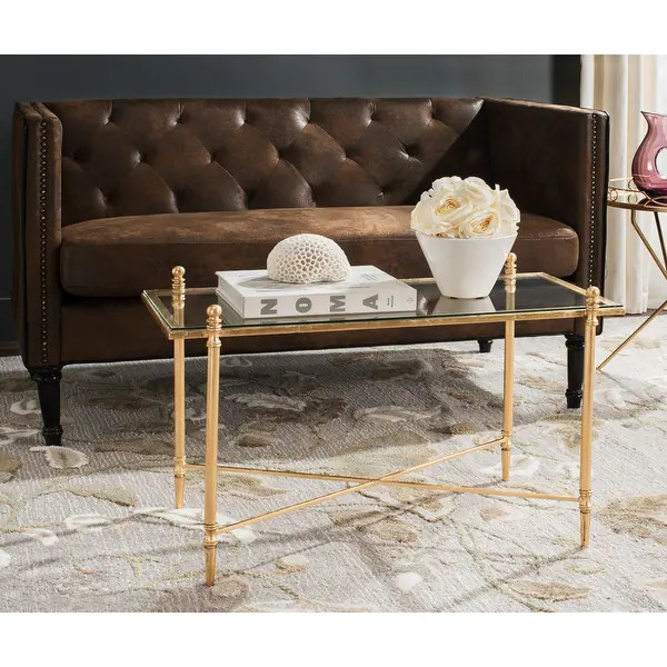 SAFAVIEH Tait Antique Gold Leaf Coffee Table - 31.5" x 15.5" x 19.8" - Bed Bath & Beyond - 108570... | Bed Bath & Beyond