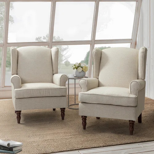 Lark Manor Aiddan 29'' Wide Wing Back Armchair with Solid Wood Legs | Wayfair | Wayfair North America