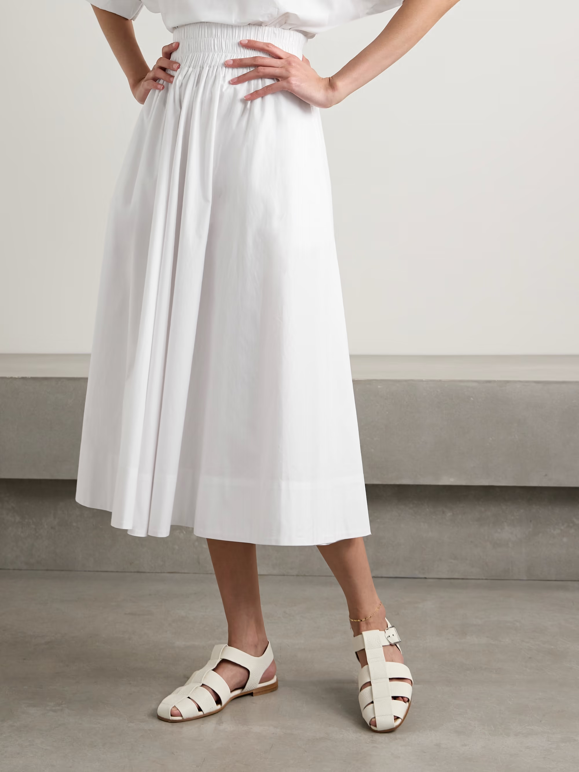 The Kyria pleated cotton-poplin midi skirt | NET-A-PORTER (US)